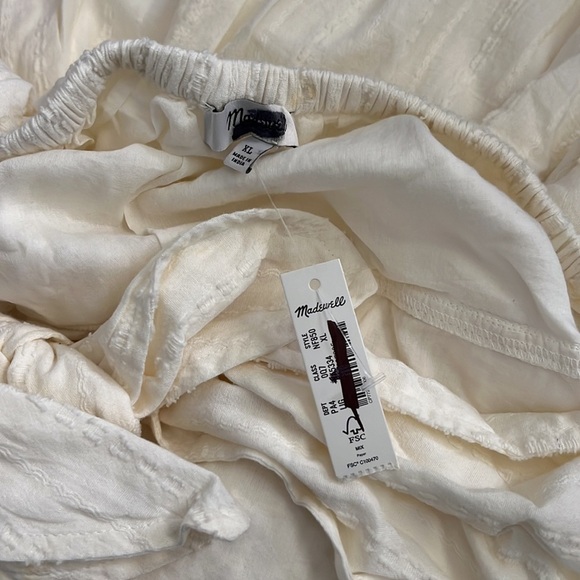 Madewell Ruffle Strap Tiered Midi Dress Textural Stripe NF850 Ivory - Picture 6 of 6